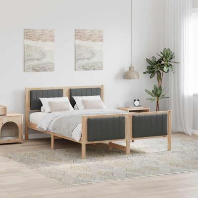 Bedframe Bruin en donkergrijs 140 x 190 cm Massief grenenhout Bedframe Bruin en donkergrijs 140 x 190 cm Massief grenenhout