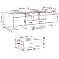 Slaapbank met lades zonder matras 100x200 cm betongrijs - thumbnail