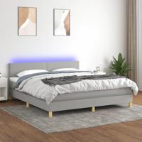 Boxspring met matras en LED stof lichtgrijs 160x200 cm - thumbnail