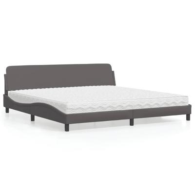 Bed met matras kunstleer grijs 200x200 cm