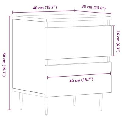Nachtkastje met lade Zwart eiken 40 x 35 x 50 cm Bewerkt hout