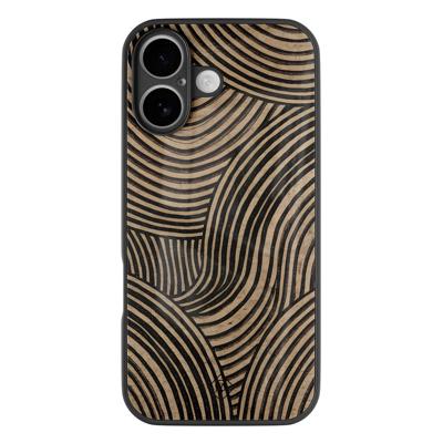 iPhone 16 glazen hardcase - Ebony waves