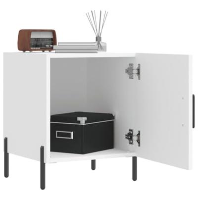 Nachtkastjes 2 st 40x40x50 cm bewerkt hout wit Nachtkastjes 2 st 40x40x50 cm bewerkt hout wit