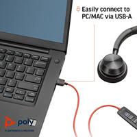 POLY Blackwire 3320 Headset Bedraad Hoofdband Kantoor/callcenter USB Type-A Zwart, Rood - thumbnail
