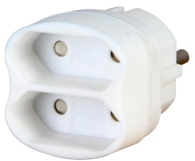 Kopp stekker 2-voudig euro IP20 wit