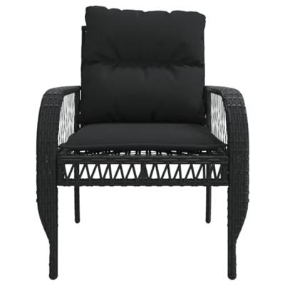 4-delige Loungeset met kussens poly rattan zwart 4-delige Loungeset met kussens poly rattan zwart