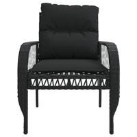 4-delige Loungeset met kussens poly rattan zwart - thumbnail