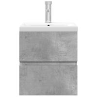 2-delige Badkamermeubelset bewerkt hout betongrijs - thumbnail