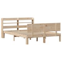 Bedframe met hoofdbord massief grenenhout 160x200 cm - thumbnail