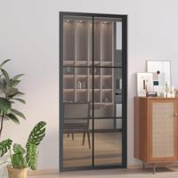 VidaXL Binnendeur 93x201,5 cm esg-glas en aluminium zwart - thumbnail