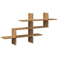 Wandschap 124,5x18x60,5 cm bewerkt hout artisanaal eikenkleurig - thumbnail