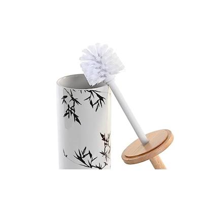 Toiletborstel DKD Home Decor 10 x 10 x 38,5 cm Zwart Metaal Wit Keramiek