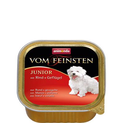 animonda van het fijnste hondenvoer Junior, natvoer voor honden in de groei, rund + gevogelte, 22 x 150 g