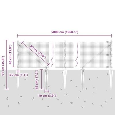 VidaXL Afrasteringspaal grijs 50 x 0,4 m (25 x 25 mm gaas) VidaXL Afrasteringspaal grijs 50 x 0,4 m (25 x 25 mm gaas)