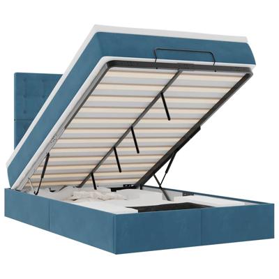 Ottoman bed met matrassen 140x190cm fluweel donkerblauw