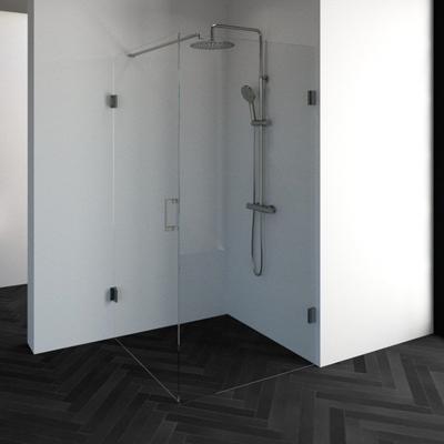 Brauer Void - Douchecabine met Draaideur - Helder Glas - 100x100x200 cm - incl. Glascoating - PVD RVS-Kleurig Geborsteld
