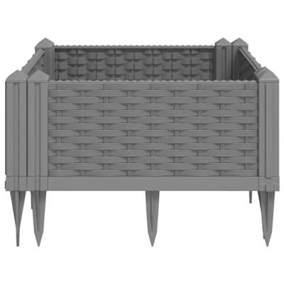 VidaXL Plantenbak met pinnen 42,5x42,5x28,5 cm polypropeen lichtgrijs