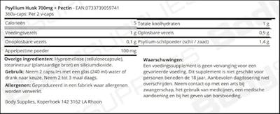 Psyllium Husk 700mg + Pectin 360v-caps