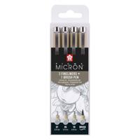 Sakura pigma micron fineliner set, 4 maten, licht koelgrijs - thumbnail