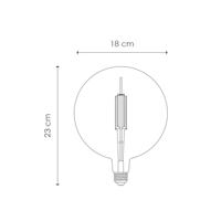 Edison Vintage LED lamp E27 LED filament lichtbron, Ovaal Carbon G180, 18/18/23cm, Rook, Retro LED lamp Dimbaar, 4W 120lm 1800K, warm wit licht, geschikt voor E27 fitting - thumbnail