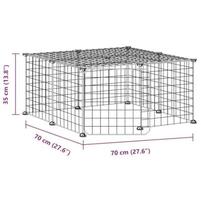 VidaXL Huisdierenkooi met deur 12 panelen 35x35 cm staal zwart - thumbnail