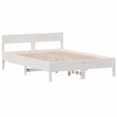 Bedframe zonder matras massief grenenhout wit 140x190 cm