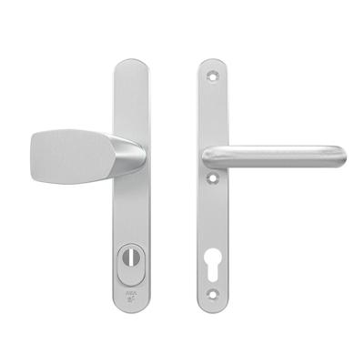 AXA AXA Oval Plus veiligheidsbeslag voordeur smalschild Wing knop/U-kruk PC92 met kerntrekbeveiliging SKG3 - aluminium