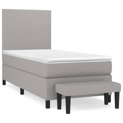 Boxspring met matras stof lichtgrijs 90x190 cm