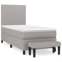 Boxspring met matras stof lichtgrijs 90x190 cm - thumbnail