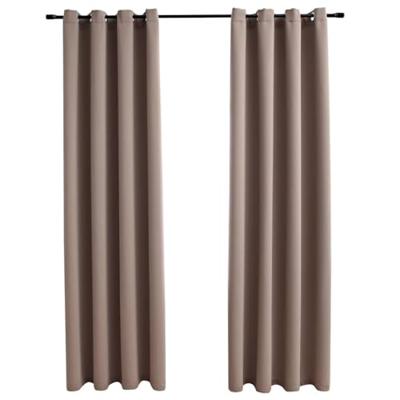 VidaXL Gordijn verduisterend met metalen ringen 2 st 140x175 cm taupe VidaXL Gordijn verduisterend met metalen ringen 2 st 140x175 cm taupe
