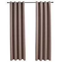 VidaXL Gordijn verduisterend met metalen ringen 2 st 140x175 cm taupe - thumbnail