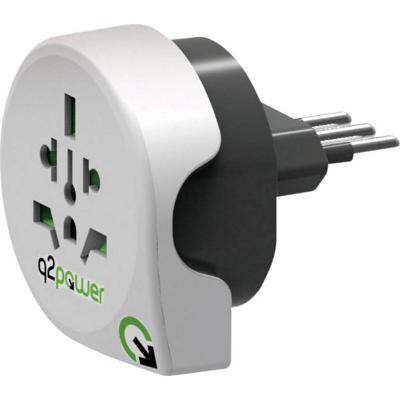 Q2 Power | World to Italy | Universal-Reiseadapter mit Erdungsstecker | KID SAFE Stoßschutz | Spannung und Leistung 100V-1000W / 250V-2500W