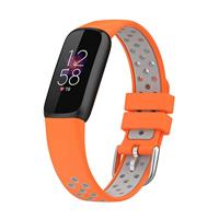 Fitbit Luxe - Siliconen sportbandje - Maat: Large - Oranje + grijs - thumbnail