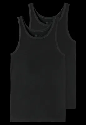 2-Packheren hemden 95/5 - Witte en zwarte Biologisch katoenen mannen onderhemden