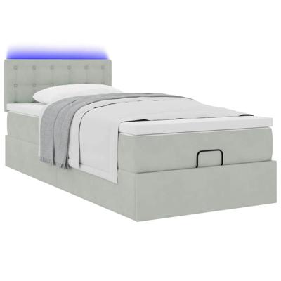 Ottoman bed met matras en LED's 80x200cm fluweel lichtgrijs