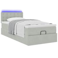 Ottoman bed met matras en LED's 80x200cm fluweel lichtgrijs - thumbnail