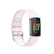 FitBit Charge 5 & 6 Sportbandje met gesp - Roze / wit - Tweekleurig - Maat: L FitBit Charge 5 & 6 Sportbandje met gesp - Roze / wit - Tweekleurig - Maat: L