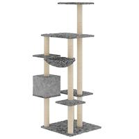 Kattenmeubel met sisal krabpalen 142 cm lichtgrijs - thumbnail