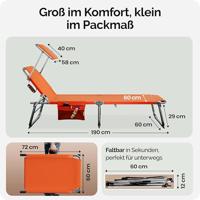 Ligbed Ibiza Oranje 190x59x29cm Alu Zonnescherm - thumbnail