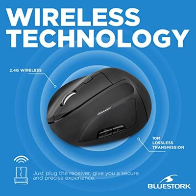 Ergonomische muis - Draadloos - Bluestork - Optisch - 1200 dpi - 6 knoppen - PC / MAC