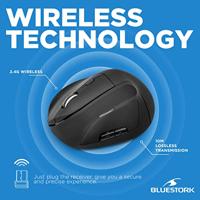 Ergonomische muis - Draadloos - Bluestork - Optisch - 1200 dpi - 6 knoppen - PC / MAC - thumbnail