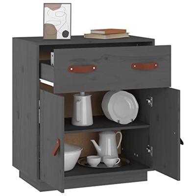 Dressoir 65,5x40x75 cm massief grenenhout grijs - thumbnail
