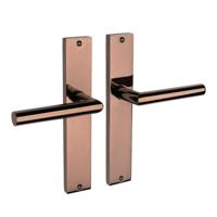 Mooi Deurbeslag Lusso geveerd op schild PVD glanzend brons - thumbnail