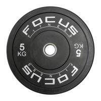 Olympische halterschijf 50 mm - Focus Fitness Bumper plate - 5 kg - Zw - thumbnail