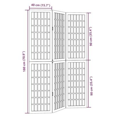 Kamerscherm met 3 panelen massief paulowniahout zwart Kamerscherm met 3 panelen massief paulowniahout zwart