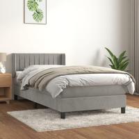 Boxspring met matras fluweel lichtgrijs 100x200 cm - thumbnail