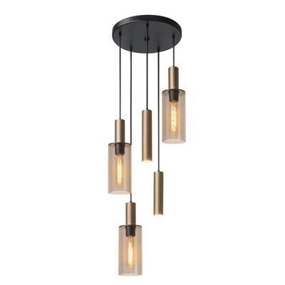 Highlight Hanglamp Perugia 3+2 lichts Ø 45 cm zwart amber