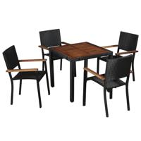5-delige Tuinset poly rattan en acaciahout zwart - thumbnail