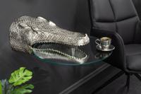 Design Hangtafel WILDLIFE CROCODILE 60cm Zilverkleurig Metalen Krokodil Bijzettafel - 44843 - thumbnail