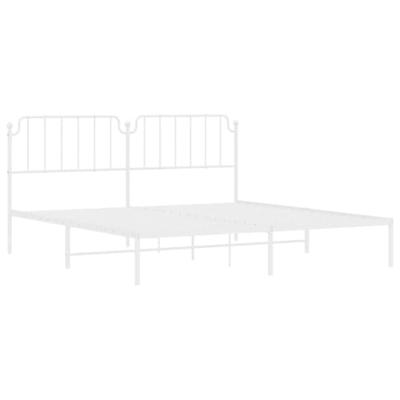 Bedframe met hoofdbord metaal wit 193x203 cm Bedframe met hoofdbord metaal wit 193x203 cm
